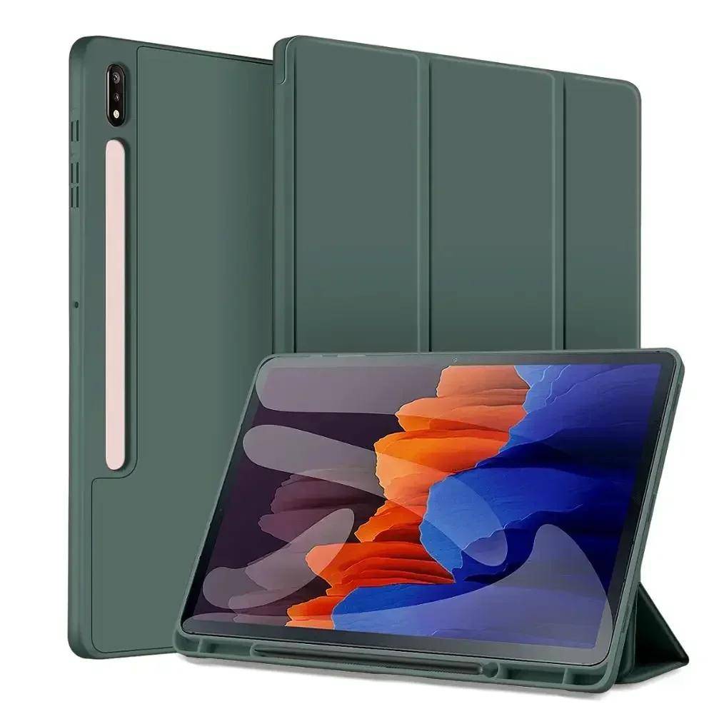 För Samsung Galaxy Tab S10 S9 S8 S7 FE Plus 12,4 tum Fodral Pennhållare Skydd för Galaxy Tab S11 S10 Lite S9 FE S8 S7 11  Fodral grå