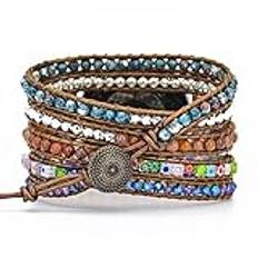 Juaupepo Boho sten klockarmband kompatibel med Samsung Galaxy Watch 3 45 mm, kvinnor män 22 mm armband handgjord natursten färgglad jaspisrem för Galaxy Watch 46 mm/Gear S smartklocka (22 mm-S, 12#)