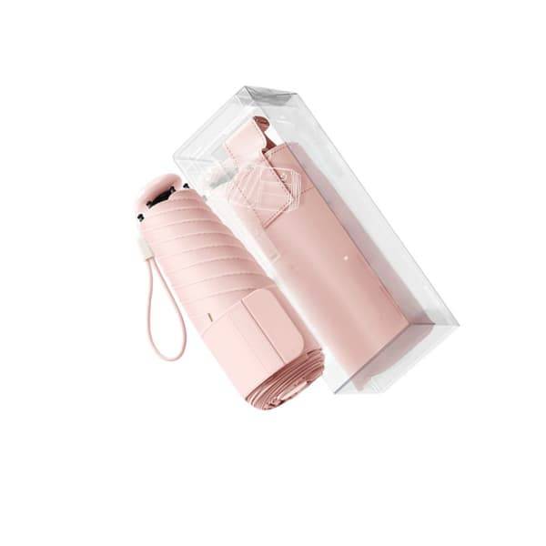 Mini 5-faldigt fickparaply UV-skydd för sol och regn - kompakt portabelt paraply för pendling och resa, pongee-tyg, fiber och stål Pink