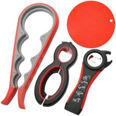 Burköppnare, 4-pack burköppnare enkel artrit burköppnare set multifunktion ring drag burköppnare hjälp manuell lock flasköppnare för artritiska händer, de äldre, svaga händer
