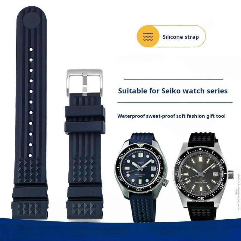 För Seiko Prospex Skx007 SRP307 313 SKX779 SKX781 Water Ghost 20mm 22mm Dykare Gummi Klockarmband Herr Våffla Silikon Klockarmband