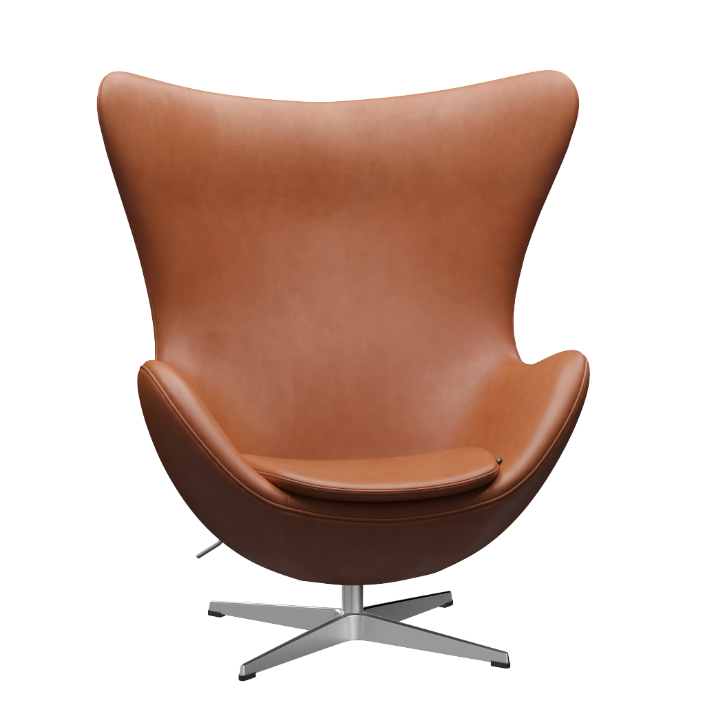 3316 Ægget loungestol, stel i børstet aluminium af Arne Jacobsen Grace læder - Walnut - Jacobsen Plus