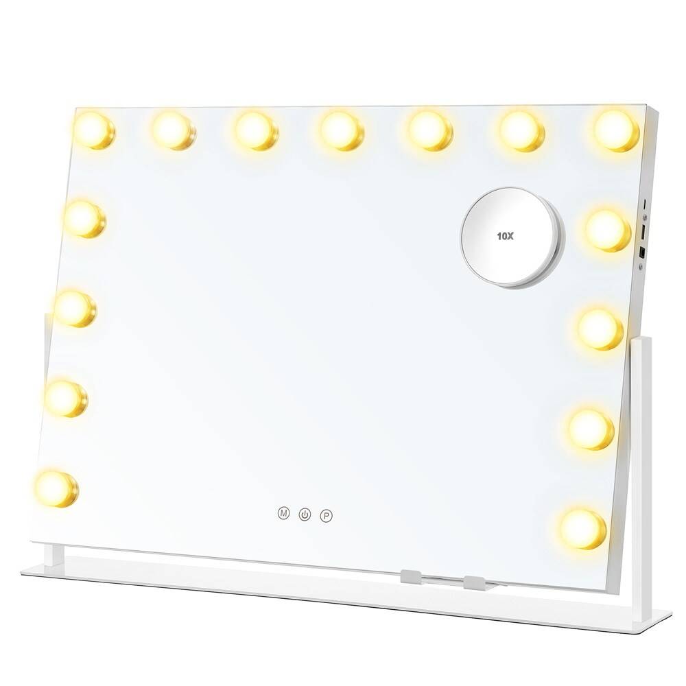 Fyrkantig sminkspegel med LED-belysning / sminkspegel med lampor / kosmetisk spegel med belysning