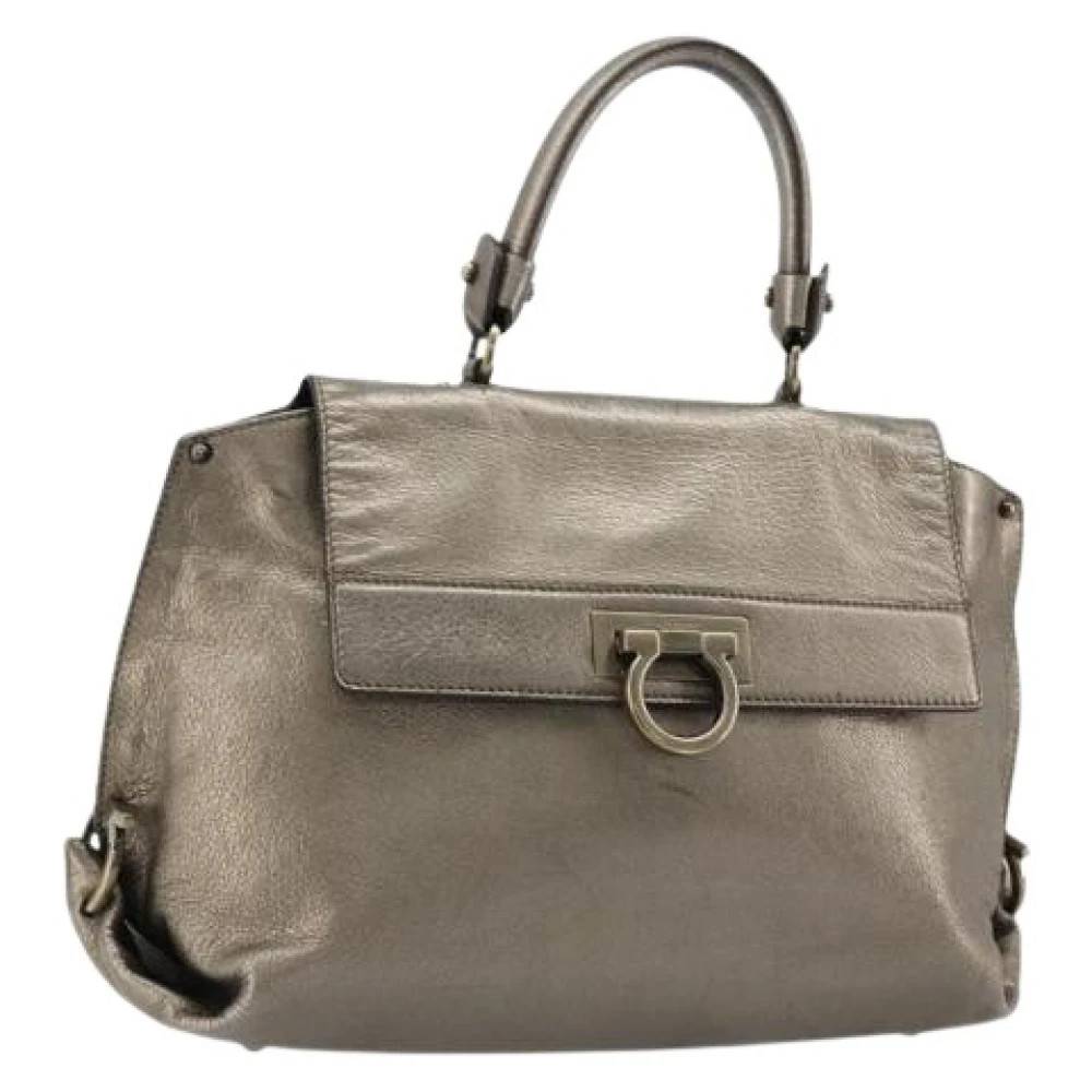 Salvatore Ferragamo Pre-owned Pre-owned Læderhåndtaske - Vintage - Dame - Grå - ONE SIZE - Læder