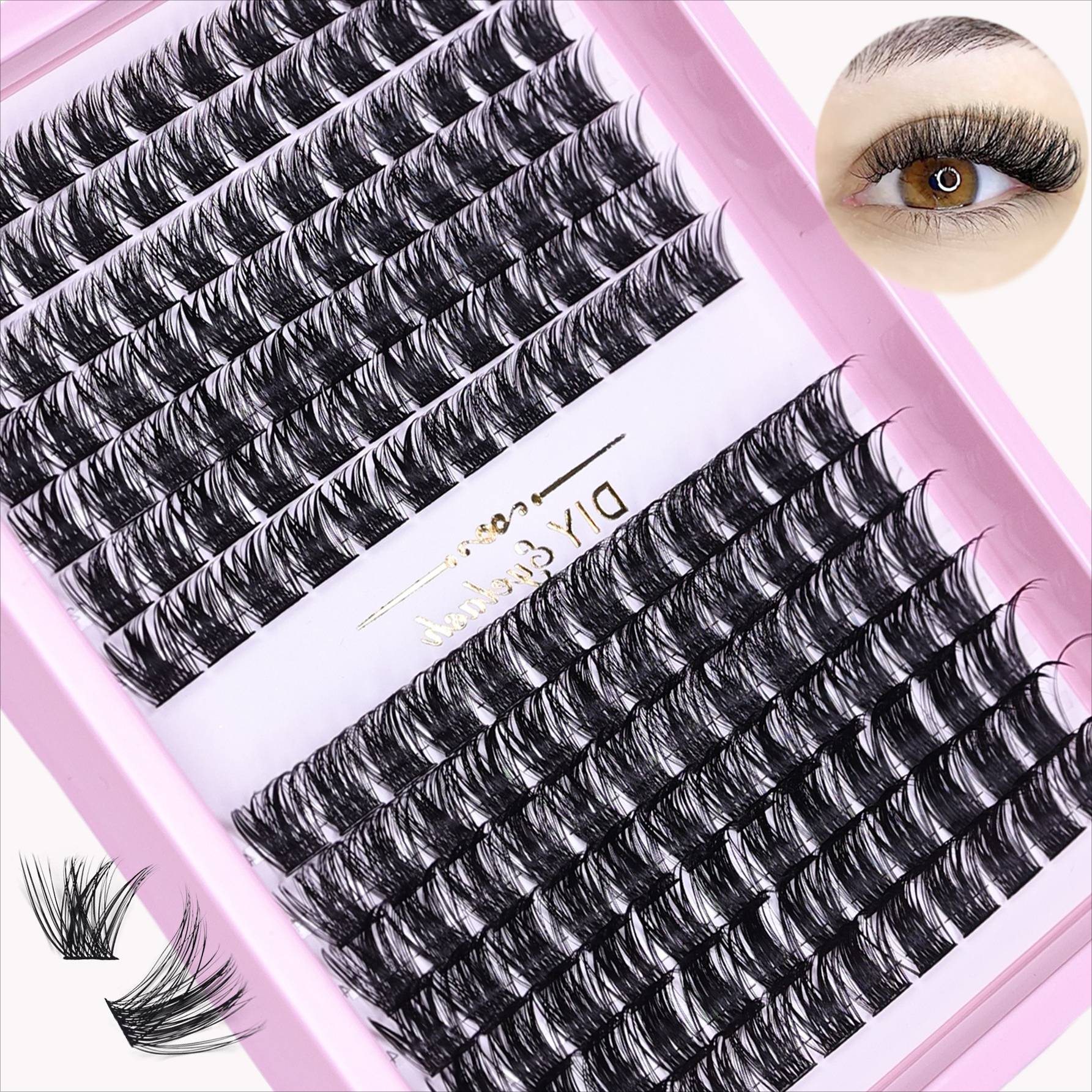 Lash Clusters 168pcs 10-16mm D Curl Wispy Individual Lashes Extensions Natural Fluffy Look DIY Eyelash Extension for Daily