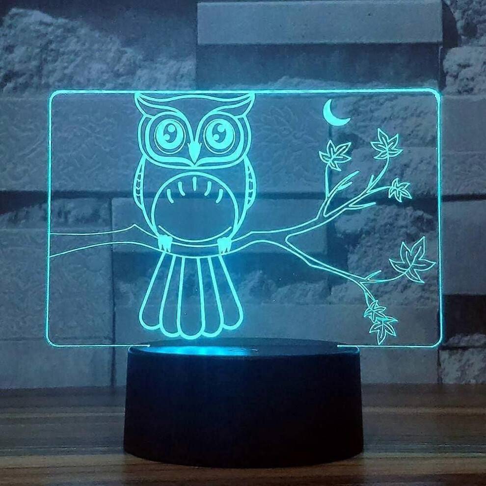 Owl Gift 3D Illusion Night Light Födelsedagspresentlampa - i-CHONY 7 färger Gradvis förändring Touch Switch T