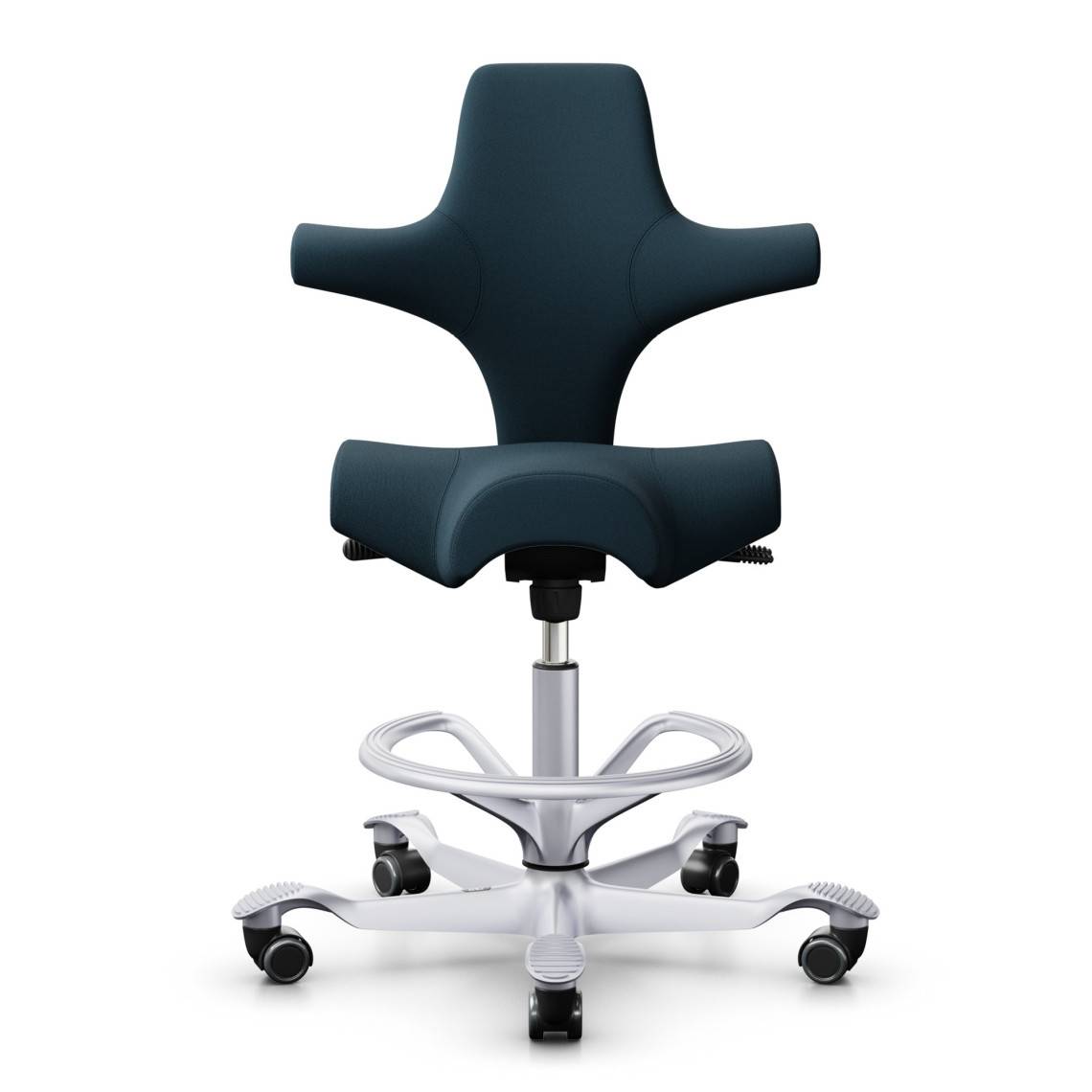 HÅG Capisco 8106, Ergonomisk kontorstol, Liftomat 265 mm, Farve Mørkeblå (SC66194), Understel Sølv, Fodring Ja.