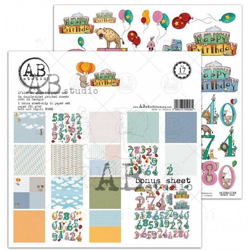 AB studio - Simple story Happy Birthday - scrapbooking paper 12x12
