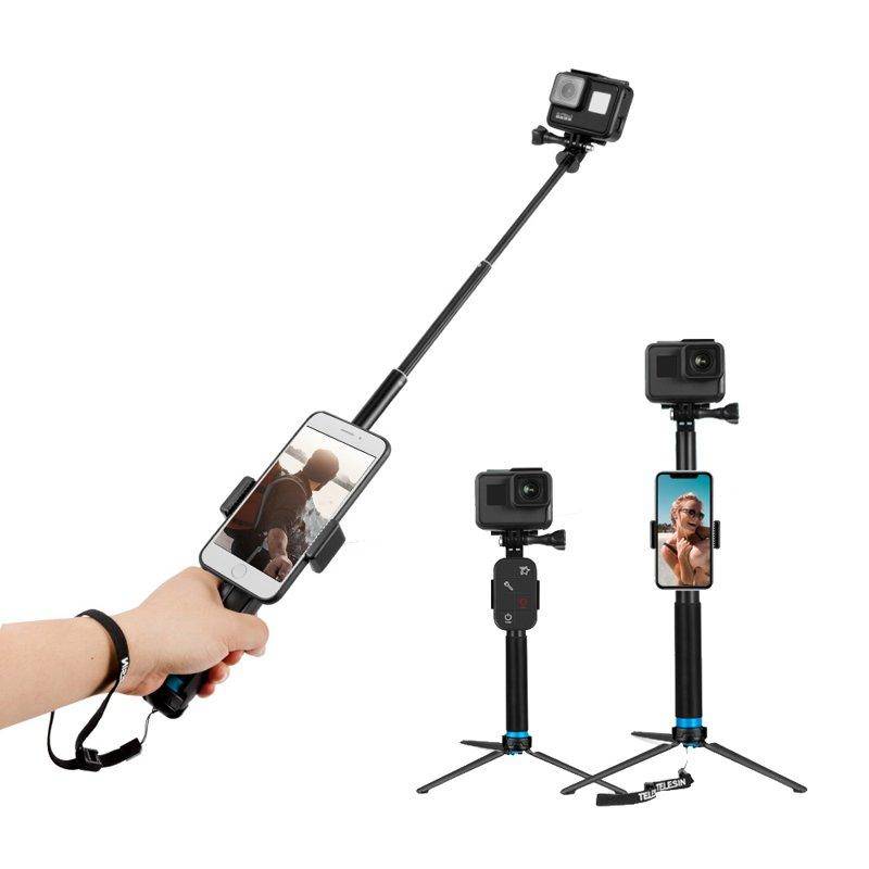 TELESIN GP-MNP-090-S Selfie Stick Tripod för GoPro Hero 8 Aluminium Silver