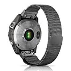 Niboow QuickFit 22 mm armband för Garmin Fenix 8 47 mm/Fenix E 47 mm/Fenix 7 Pro Solar/Fenix 7/Epix 2 Pro 47 mm, ersättningsband klockarmband i rostfritt stål för Garmin Fenix 6 GPS/6 Pro GPS/5