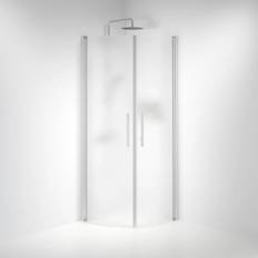 Vänern Duschhörn, Rund, Frostat Glas, Borstad Aluminium Profil