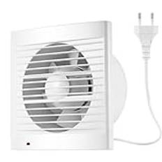 Köksfläkt Ø150 mm, Moonjor 320 m³/h Badrumsgrillar med återflödesavvisare, 1 m EU-strömkabel för badrum, WC, garage (150mm-Q)