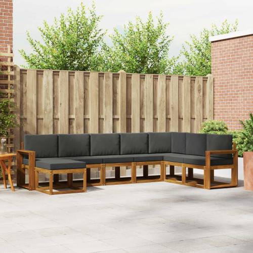 Utomhussoffset med kudde 8 pcs Naturlig och Antracit