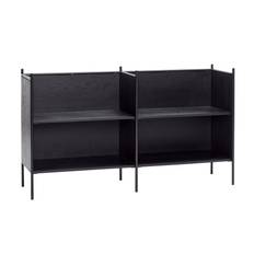 Hübsch - Shelf w/shelves, Ask/Metal, FSC, Black - 131x36xH75cm - 131x36xh75cm / Black / Ash,Eucalyptus,Iron