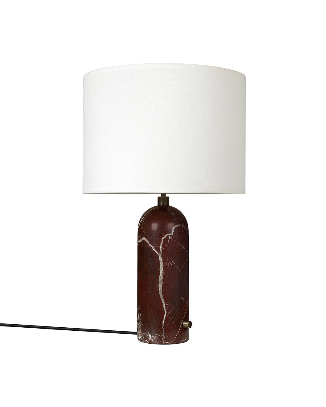 Gravity Large Bordlampe, hvid skærm fra GUBI Maroon marmor - Jacobsen Plus
