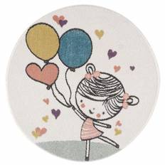 Børnetæppe - Balloon Girl Rund (multi)