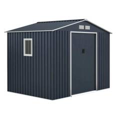 Metal garden shed 5.29 m² - 277 x 191 x 202 cm - VENUS Anchoring kit included, 2 sliding doors, 1 side window Grey