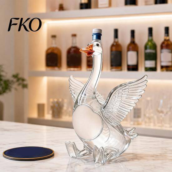 Djurformad karaff Gås Whiskeykaraff, 3D Glasflaska med Propp, Iögonfallande Dryckesnyhet Vinutdelare för Hembaren, Gåva white