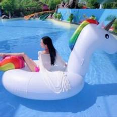 1pc Summer Inflatable Unicorn Pool Float, Ins Rainbow Unicorn Can Be Laid Or Sat On, For Two Persons. Great For Water Party, Birthday Celebration, Couples Water Sofa, Water Floating Cushion Or Water Floating Chair For Outdoors, Beach And Swimming Pool.