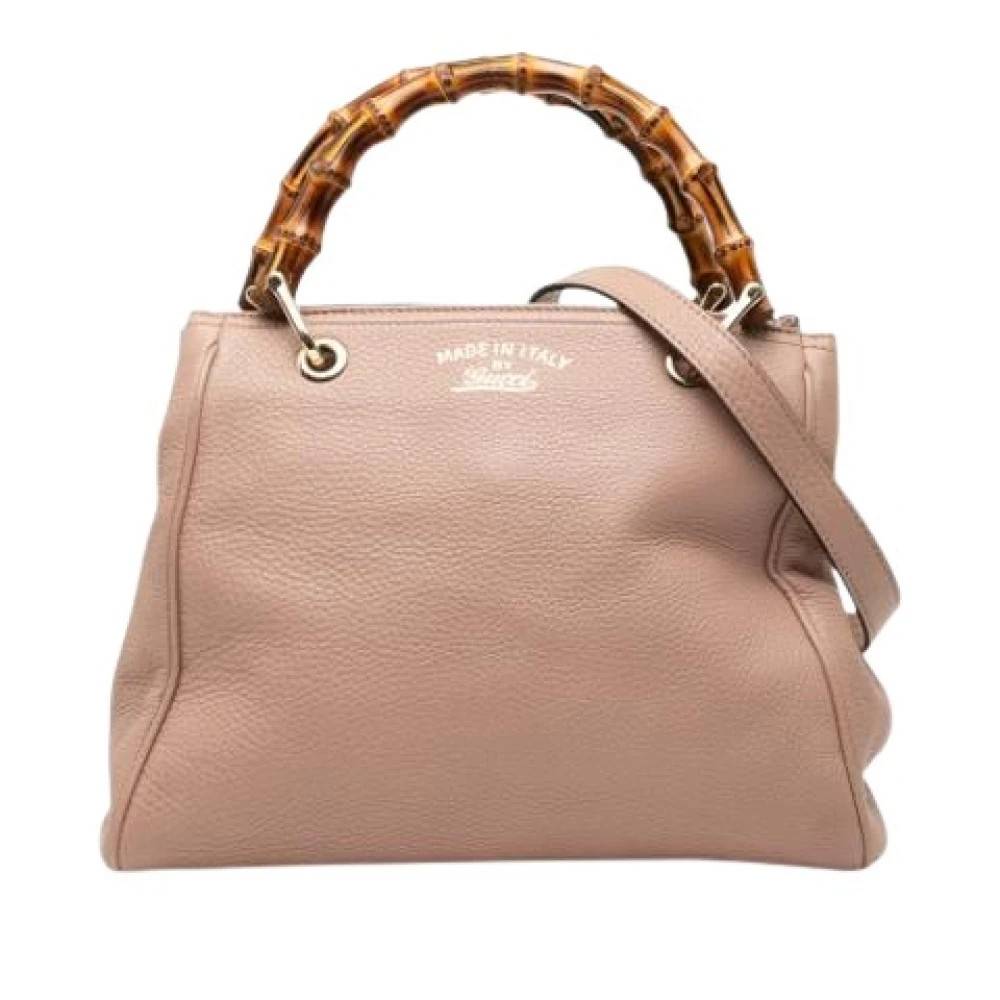 Gucci Vintage Pre-owned Bamboo Shopper - Vintage - Dame - Lyserød - ONE SIZE - Læder