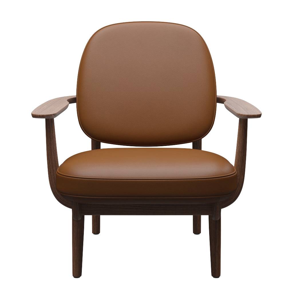 Fred Lænestol, valnødbejdset eg fra Fritz Hansen Aura læder - Walnut - Jacobsen Plus
