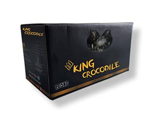 King Crocodile Kokosnöt kol med lång brinntid I 27 x 27 mm hållbart naturkol I lite aska I låg rökutveckling I grillkol I kolkub i premiumkvalitet