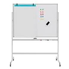 LIFEZEAL Mobil whiteboard, dubbelsidig magnettavla med stativ, magnetisk tavla justerbar i höjd och 360° roterbar, magnetvägg med pennställ, magnetisk vittavla (vit, 120 × 90 × 161 – 181 cm)