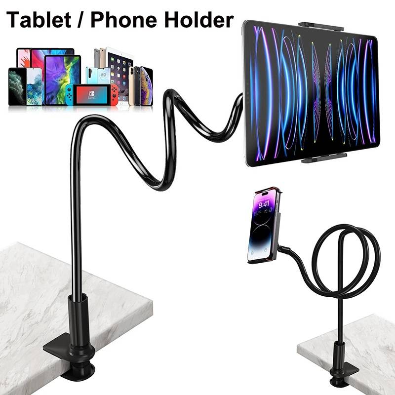 Desktop Gooseneck Tablet Stand Lazy Mobile Phone Holder 360 Degree Rotate Flexible Long Arm Clamp Support For iPhone Xiaomi iPad