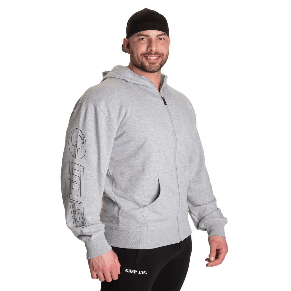 GASP Classic Zip Hood - Light Grey Melange - Hættetrøje.