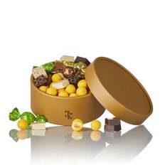Fyldte chokolader, fyldte Cocoture chokoladekugler og chokoladekugler i guld Cocoture hatteæske - 400g