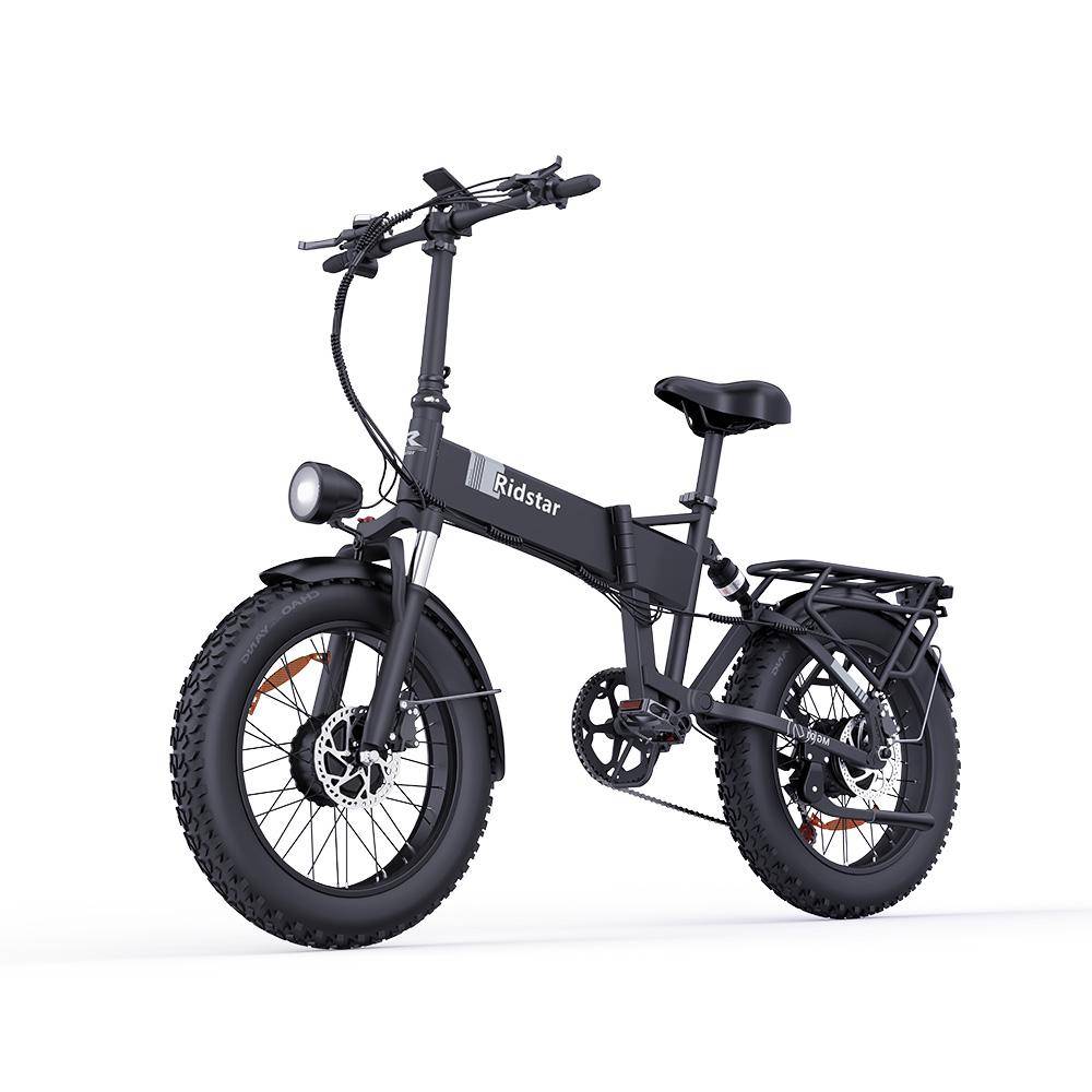 Ridstar H20 Pro Elcykel 1000W Dubbelmotor Vikbar 48V23AH Litiumbatteri Elcykel 20*4,0 Tum Fatbike E-cykel 2000W48V23AH svart