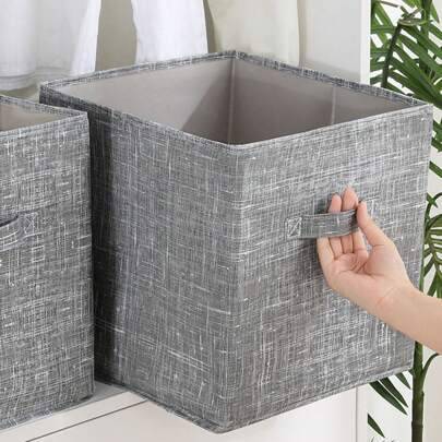 1 st grå förvaringsbox, klädförvaringsbox, förvaringsbox för diverse, handgjord vikbar kubformad förvaringsbox för kläder, leksaker, snacks, böcker, v (L,M,S)