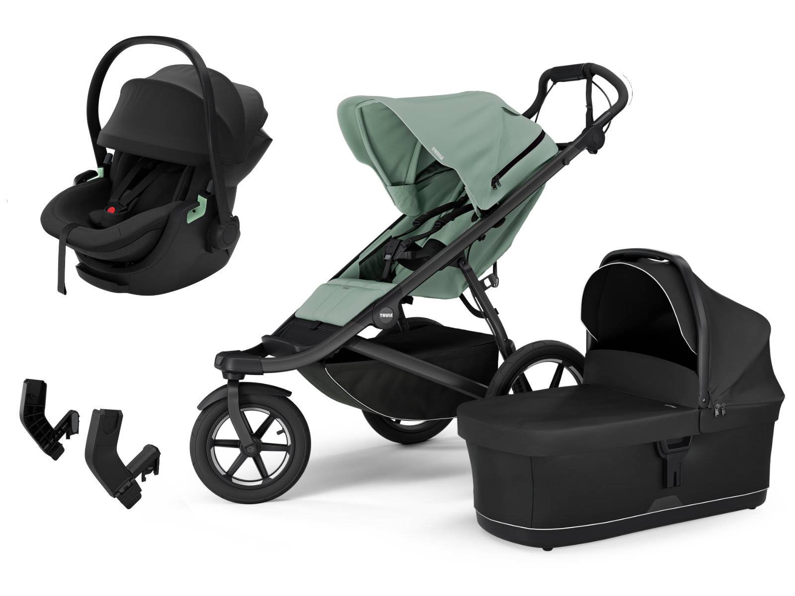 Thule Urban Glide 3 Stroller Set 3-in-1 incl. Maple i-Size Infant Car Seat - Mist Green - Magnetic Buckle