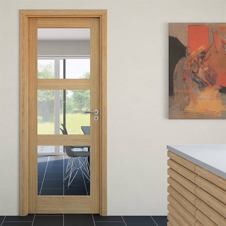 Eg Kvadrat 3 glasdør M9x21 med indstikshængsler - Safco Doors