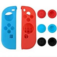 8-i-1 silikon skyddande skal mjukt skal med tumspakar grepp lock skydd för Nintendo Switch Joy-Con kontroll skal