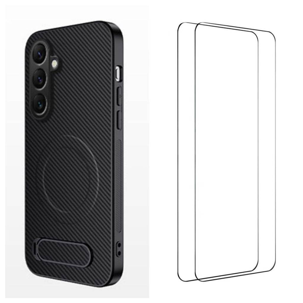 Samsung Galaxy S26 FE MagSafe-cover med stativ og 2 skærmbeskyttere – sort
