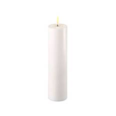 Deluxe Homeart Real Flame LED Bloklys - Ø 5,8 x H 20 cm - Stearin/resin - Hvid