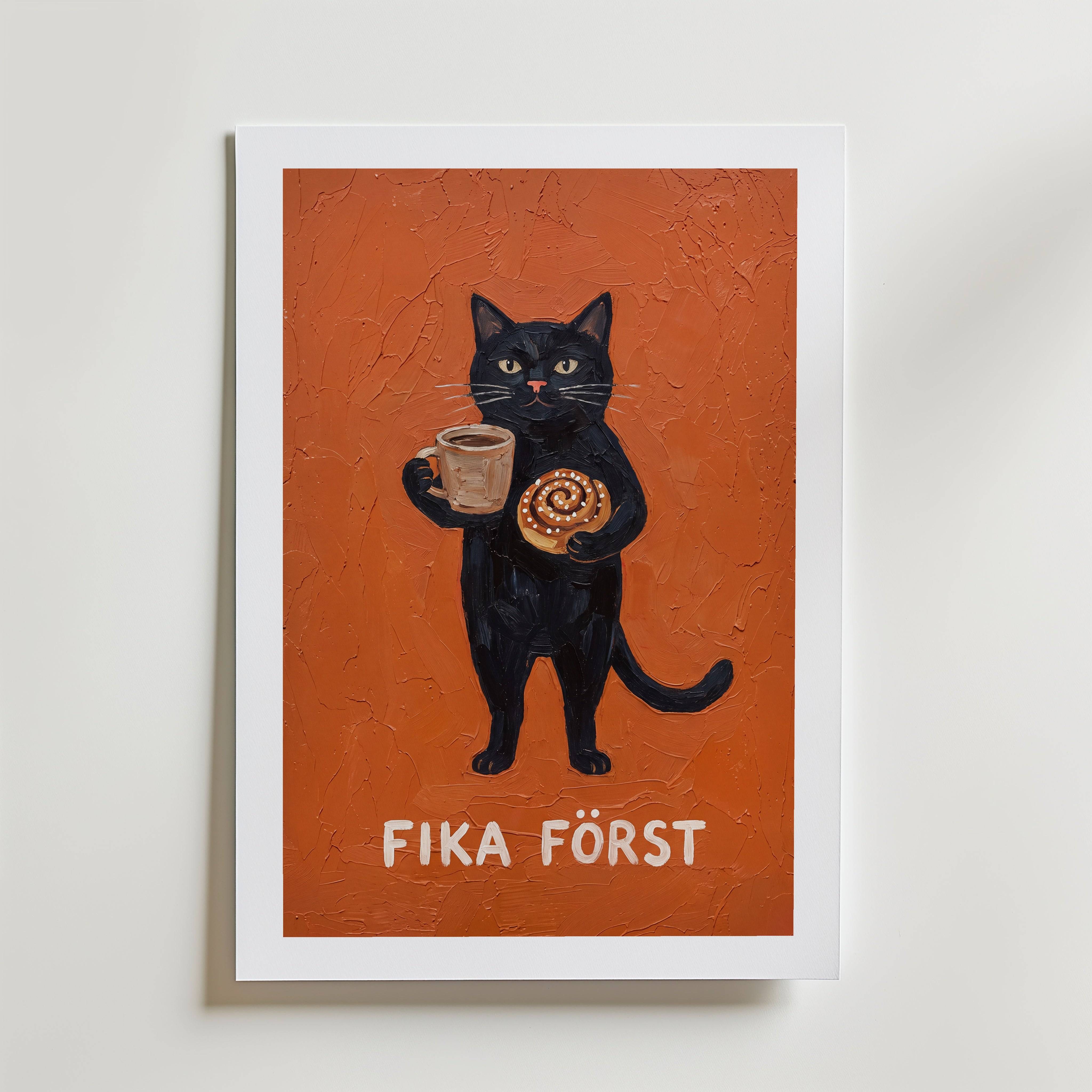 Fika F�rst? - Fine Art Poster 30x40 cm Med passepartout
