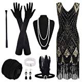 PLULON 1920er-Jahre-Flapper-Kleid. Brüllendes 20er-Jahre-Gatsby-Kleid-Kostüm mit 20er-Jahre-Accessoires