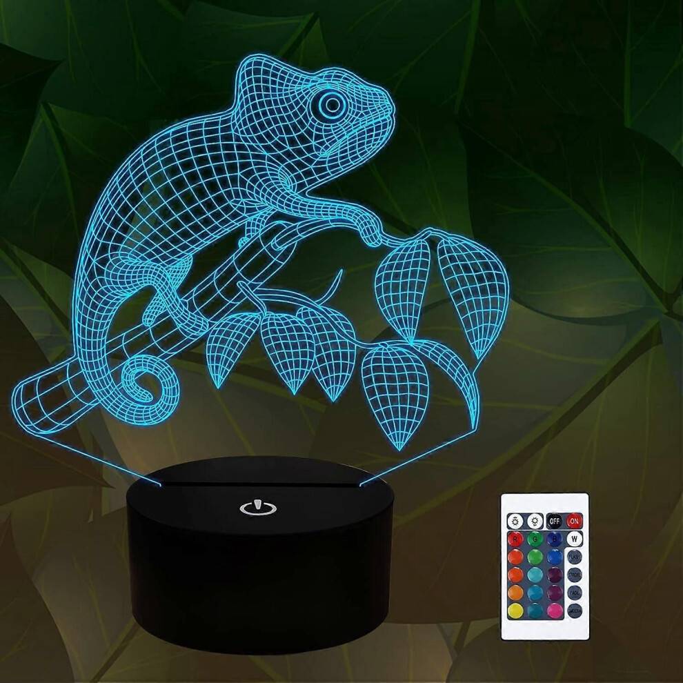 Kameleontpresenter, Animal 3D Night Light Illusion Lamp, Lizard Lover Presents för flickor, pojkar, män och kvinnor