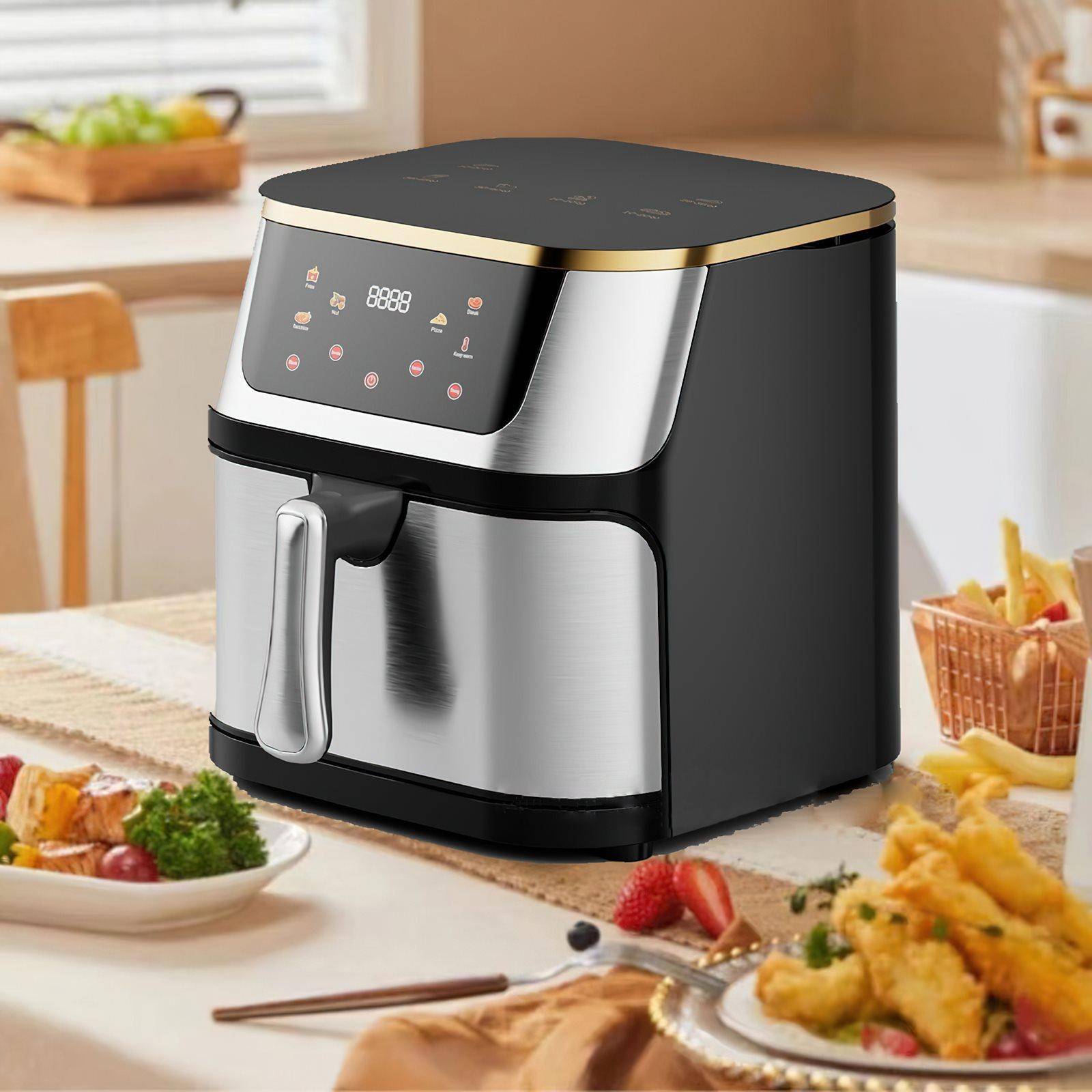 1400W Airfryer 12L Rostfritt Stål Synlig Stor Kapacitet Elektrisk Ugn Pekskärm Multifunktionell Elektrisk Friterare