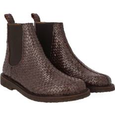 ANGULUS Håndflettet Chelsea Støvle Kvinde 2932/002 Dark Brown Braid/brow Chelsea Boots Str 41 - Læder hos Magasin