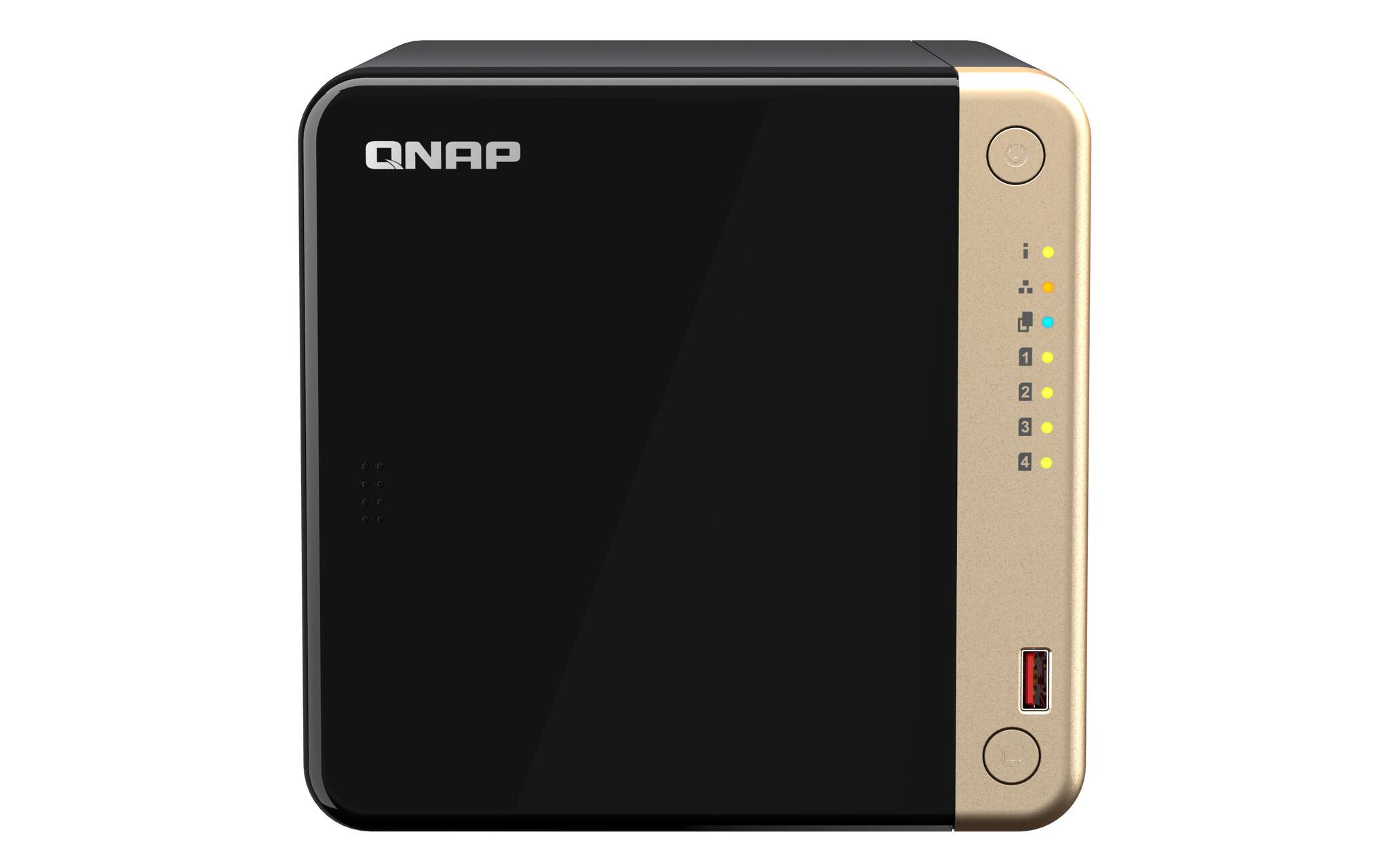QNAP TS-464 NAS Tower Intel® Celeron® N5095 8 GB DDR4 24 TB HDD QNAP Turbo System Sort, Guld
