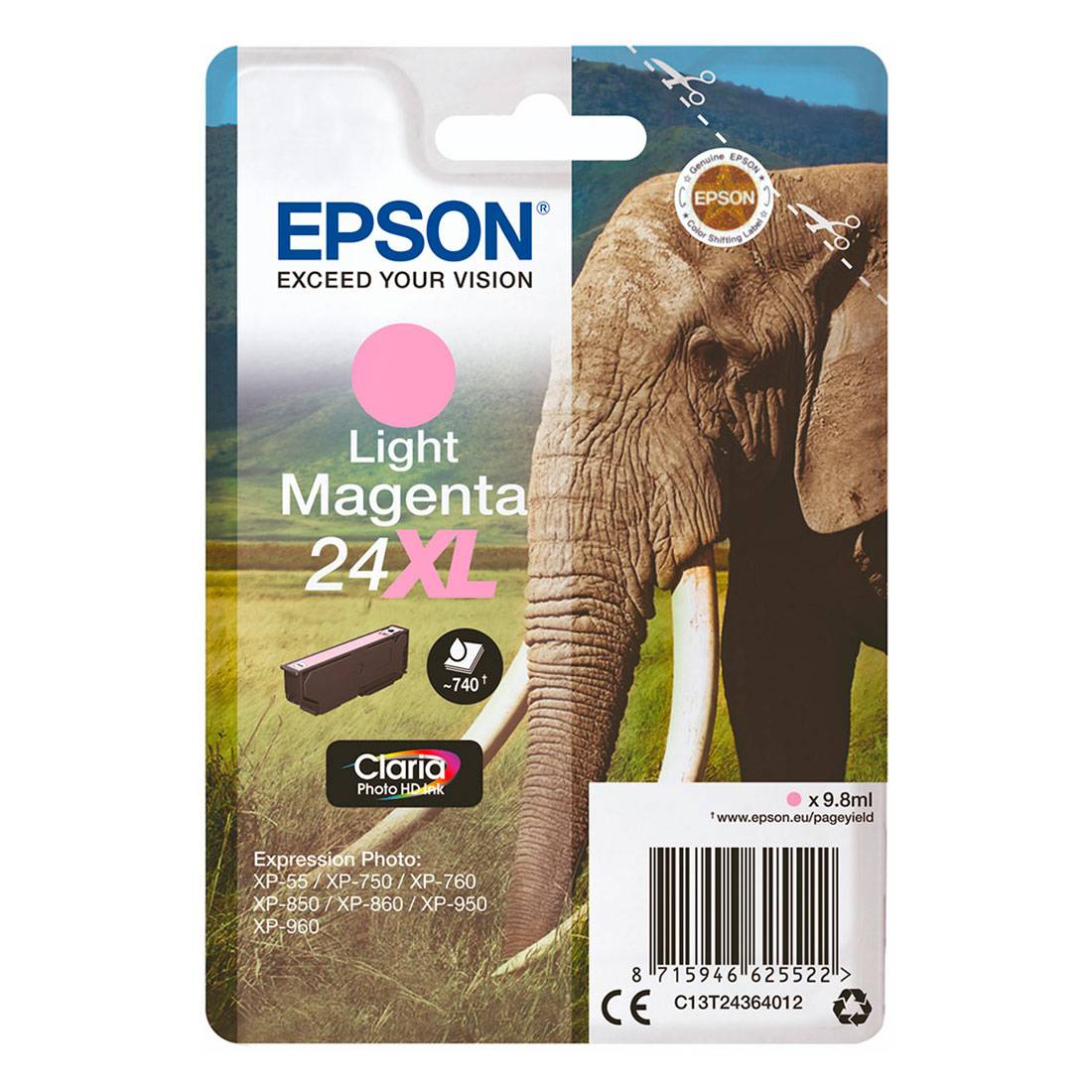 Epson 24XL Blækpatron (720 sider) Lys Magenta