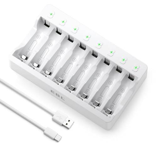 EBL batteriladdare för AAA AA NI-MH, NI-CD-batterier 8-fack batteriladdare, snabbladdare med LED-display typ 9010