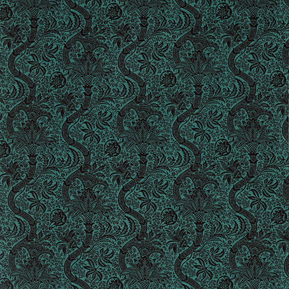 William Morris tyg Indian Flock Velvet Cerulean/Walnut