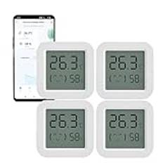 Mini Digital Hygrometer Termometer, Bluetooth Inomhus Hygrometer Termometer med App-varning, Luftfuktighetssensor, Temperaturmonitor för heminkubator och mer (4 förpackning)