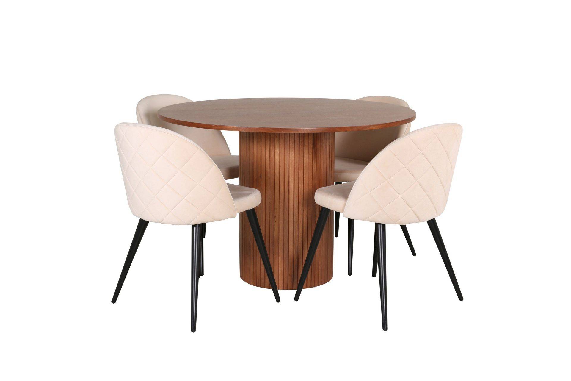 Bianca Matgrupp 110 cm Rund med 4 Velvet stolar - Beige Beige,Svart,Brun Venture Home