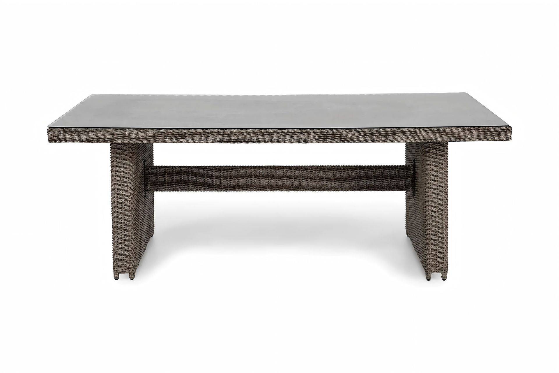 deNoord Marcus Rektangulärt Matbord utomhus 160x90 cm i konstrotting med glasskiva - Grå Matbord ute