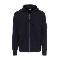 C.P. Company, Sweathshirts & Hoodies, Herre, Blå, M, Diagonal Raised Fleece Zip Hoodie